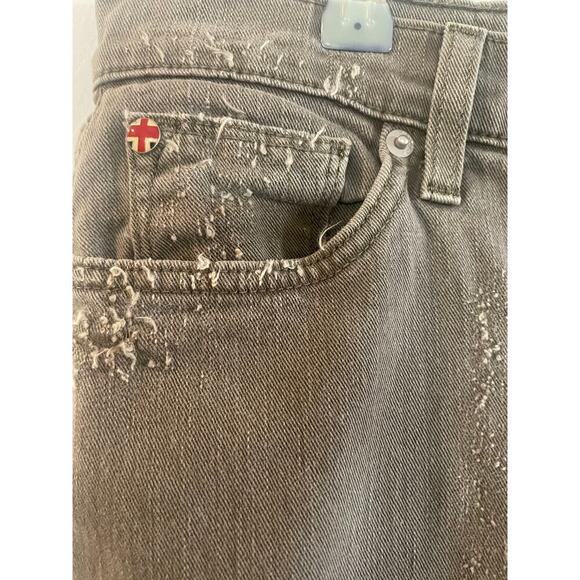 HUDSON Jeans Riley Crop Relaxed Straight Loden Green Destructed Jeans size 27 - Picture 5 of 15